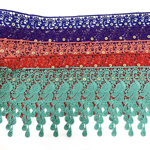 Wholesale Custom Sequin Beaded Lace Trimming Lace Embroidered With Sequins