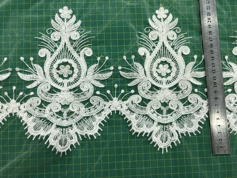 Luxury White Bridal French Lace Embroidered Bridal Lace Trim for Wedding Dress