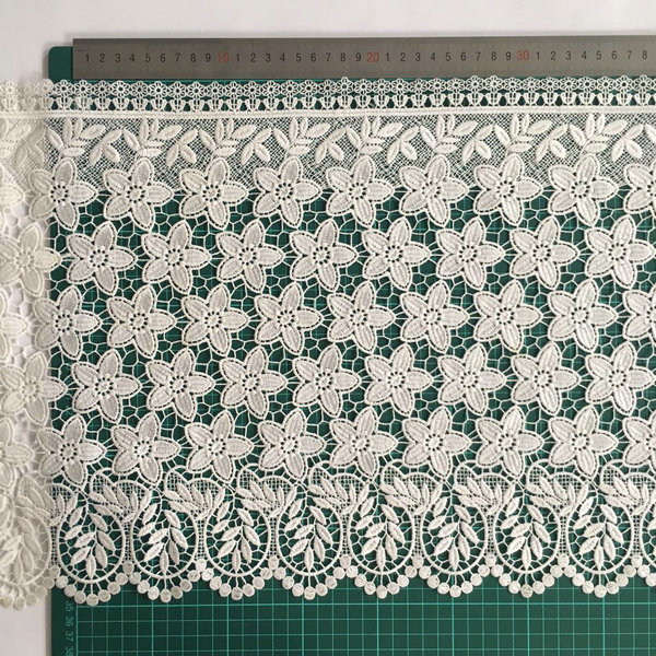 White Floret Cotton With Wavy Edges Lace Trim