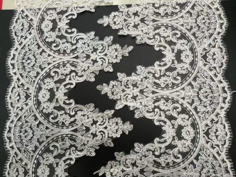 Luxury White Bridal French Lace Embroidered Bridal Lace Trim for Wedding Dress
