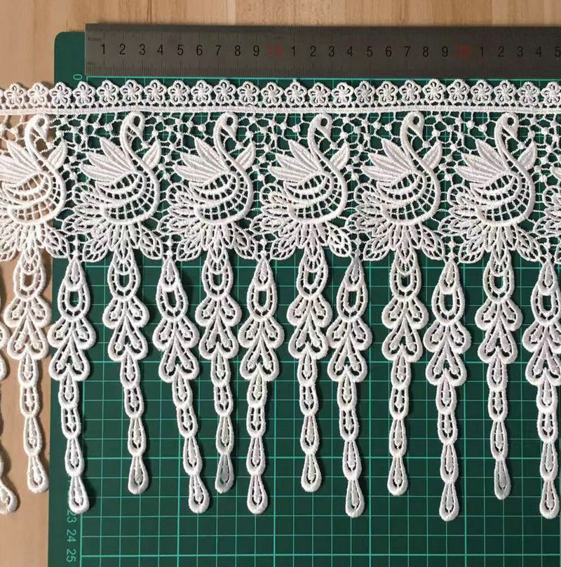 White Floret Cotton With Wavy Edges Lace Trim