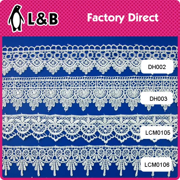 White Floret Cotton With Wavy Edges Lace Trim