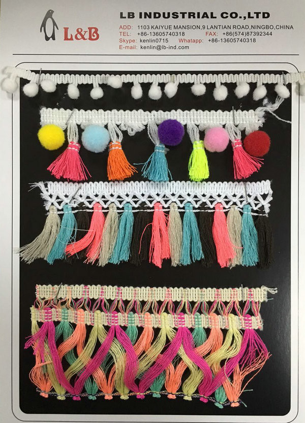 Multi Colors Ball Lace Decorative Tassel Design POM POM Trim