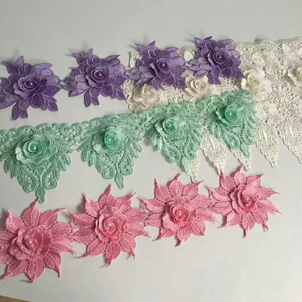 White Floret Cotton With Wavy Edges Lace Trim