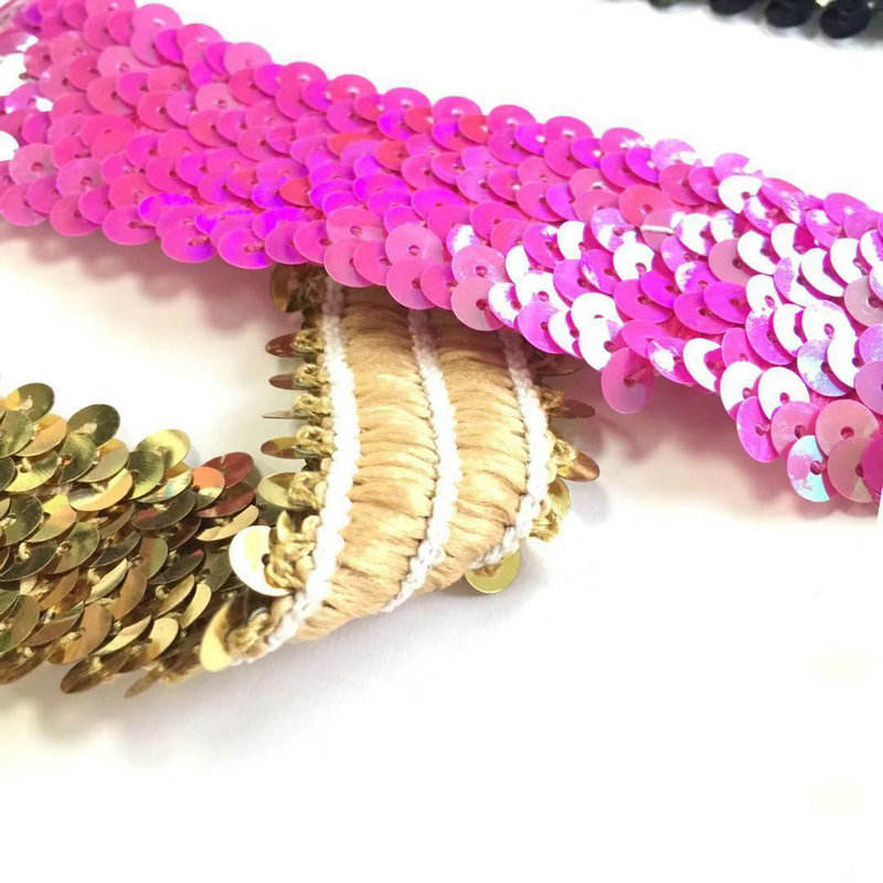 Skirtingas pločio blingo apdaila „Braid Elastic Sequin“ nėrinių apdaila